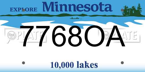 7768OA Minnesota License Plate