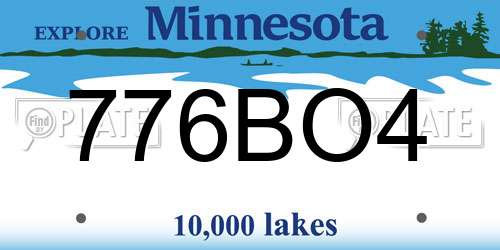 776BO4 Minnesota License Plate