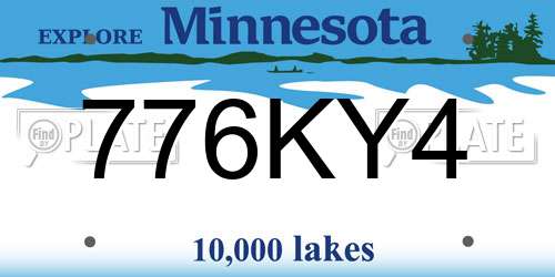 776KY4 Minnesota License Plate