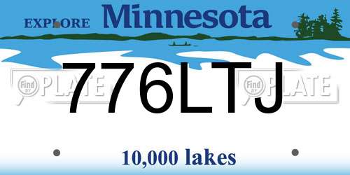 776LTJ Minnesota License Plate