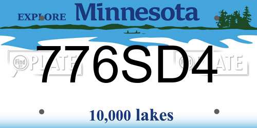 776SD4 Minnesota License Plate
