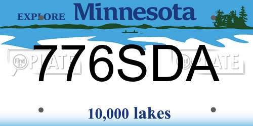 776SDA Minnesota License Plate