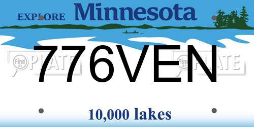 776VEN Minnesota License Plate