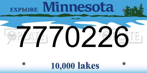 7770226 Minnesota License Plate