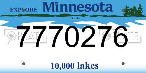7770276 Minnesota License Plate