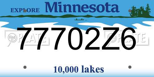 77702Z6 Minnesota License Plate