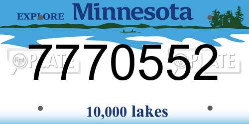 7770552 Minnesota License Plate