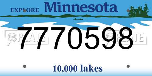 7770598 Minnesota License Plate