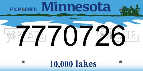7770726 Minnesota License Plate