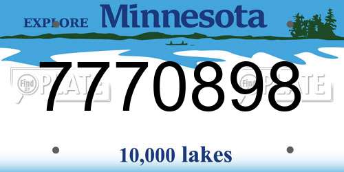 7770898 Minnesota License Plate