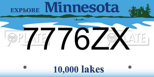 7776ZX Minnesota License Plate