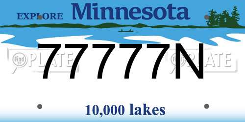 77777N Minnesota License Plate