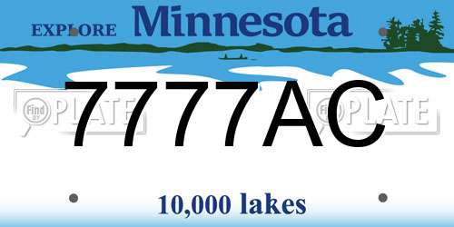7777AC Minnesota License Plate