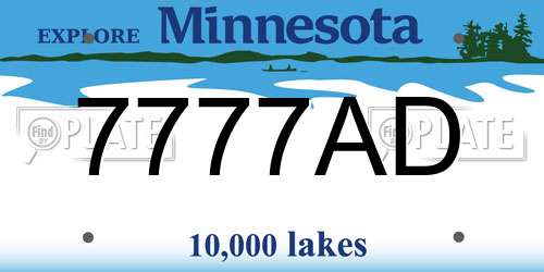 7777AD Minnesota License Plate