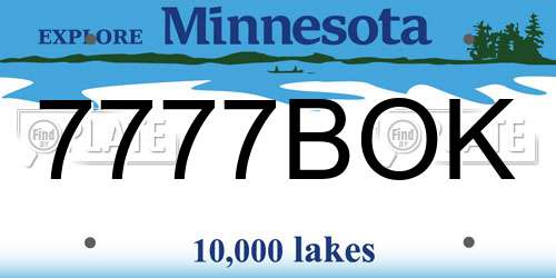 7777BOK Minnesota License Plate
