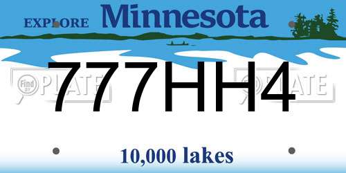 777HH4 Minnesota License Plate