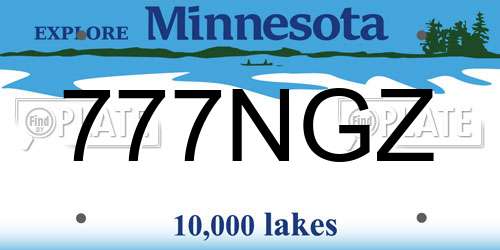 777NGZ Minnesota License Plate