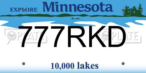 777RKD Minnesota License Plate