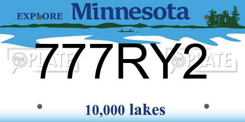 777RY2 Minnesota License Plate