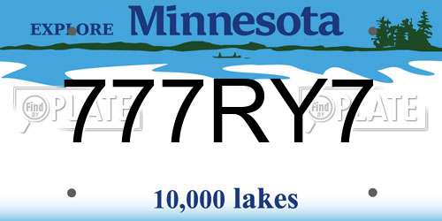 777RY7 Minnesota License Plate