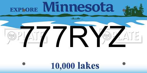 777RYZ Minnesota License Plate