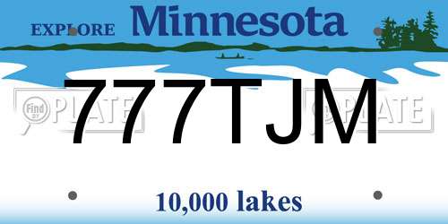 777TJM Minnesota License Plate