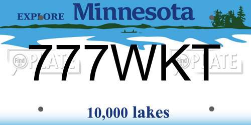 777WKT Minnesota License Plate