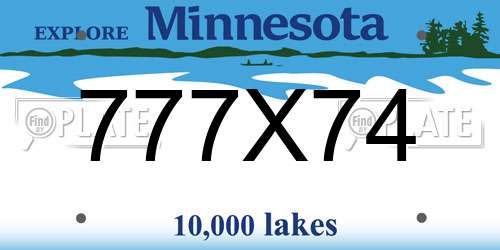 777X74 Minnesota License Plate
