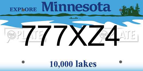777XZ4 Minnesota License Plate