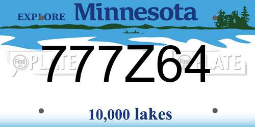 777Z64 Minnesota License Plate