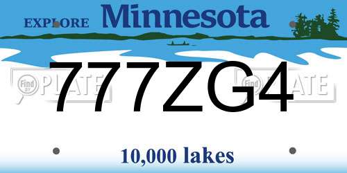 777ZG4 Minnesota License Plate