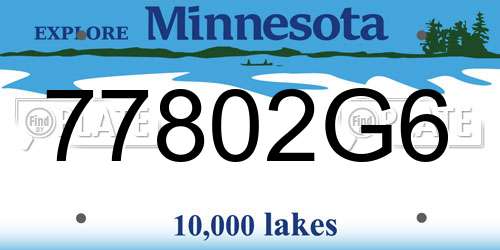 77802G6 Minnesota License Plate