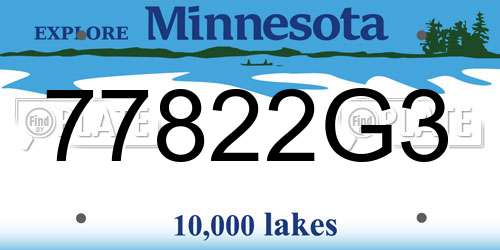 77822G3 Minnesota License Plate