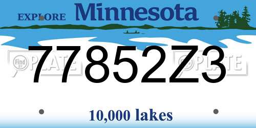77852Z3 Minnesota License Plate