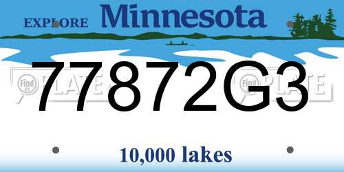 77872G3 Minnesota License Plate