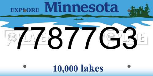 77877G3 Minnesota License Plate
