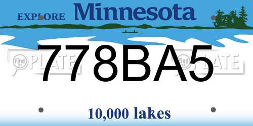 778BA5 Minnesota License Plate