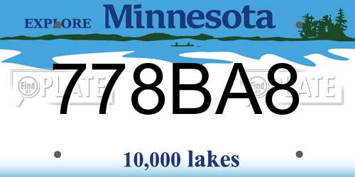 778BA8 Minnesota License Plate