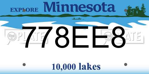 778EE8 Minnesota License Plate