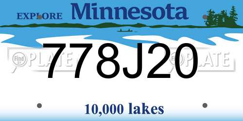 778J20 Minnesota License Plate