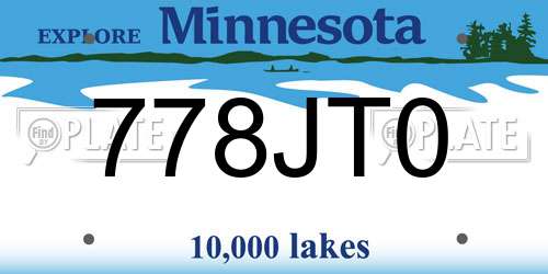 778JT0 Minnesota License Plate