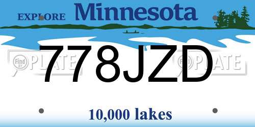 778JZD Minnesota License Plate