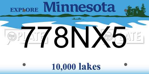 778NX5 Minnesota License Plate