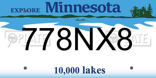 778NX8 Minnesota License Plate