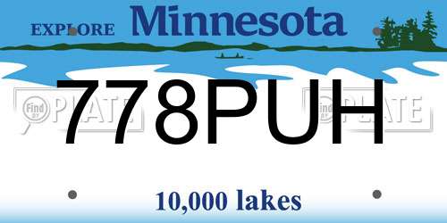 778PUH Minnesota License Plate