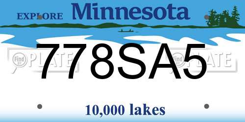778SA5 Minnesota License Plate
