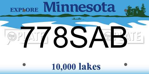 778SAB Minnesota License Plate
