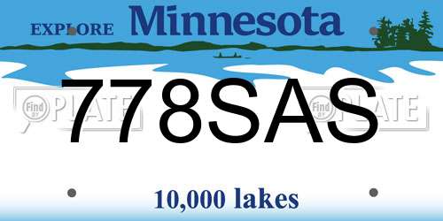 778SAS Minnesota License Plate