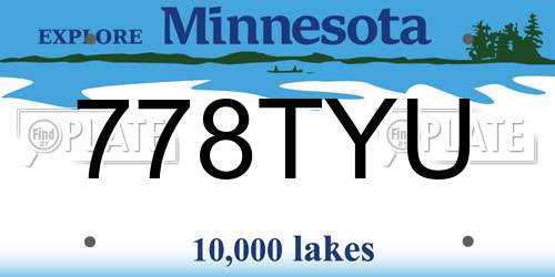 778TYU Minnesota License Plate