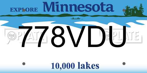 778VDU Minnesota License Plate